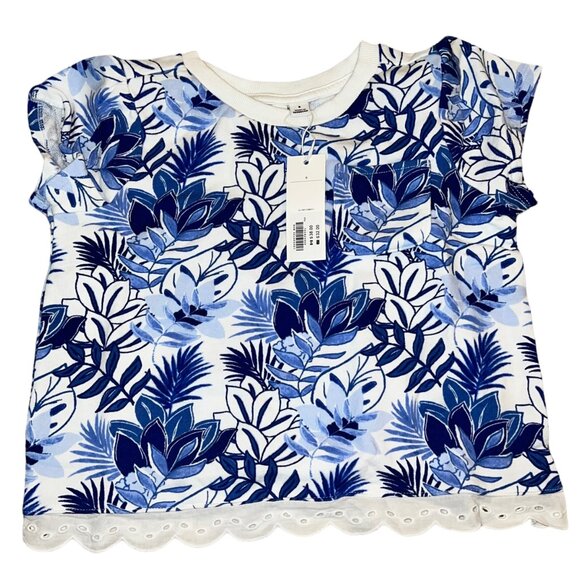 Janie and Jack Blue Cropped Top Blue Leaf Multi-Print Sz 8 NWT - Picture 1 of 3